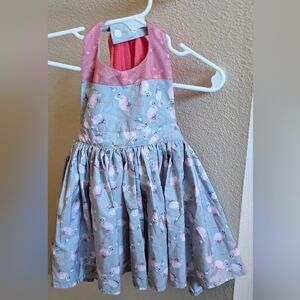 Flamingo Print Dress with Pink Accents